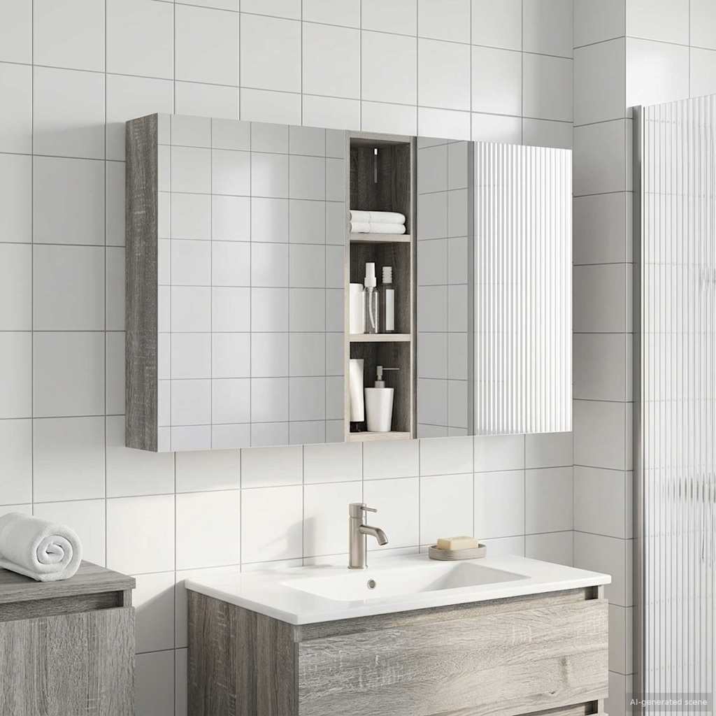 Kylpyhuoneen kaappisetti 3 pcs 120 x 14,5 x 70 cm Tekninen puu