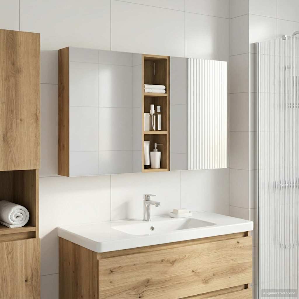 Kylpyhuoneen kaappisetti 3 pcs 120 x 14,5 x 70 cm Tekninen puu