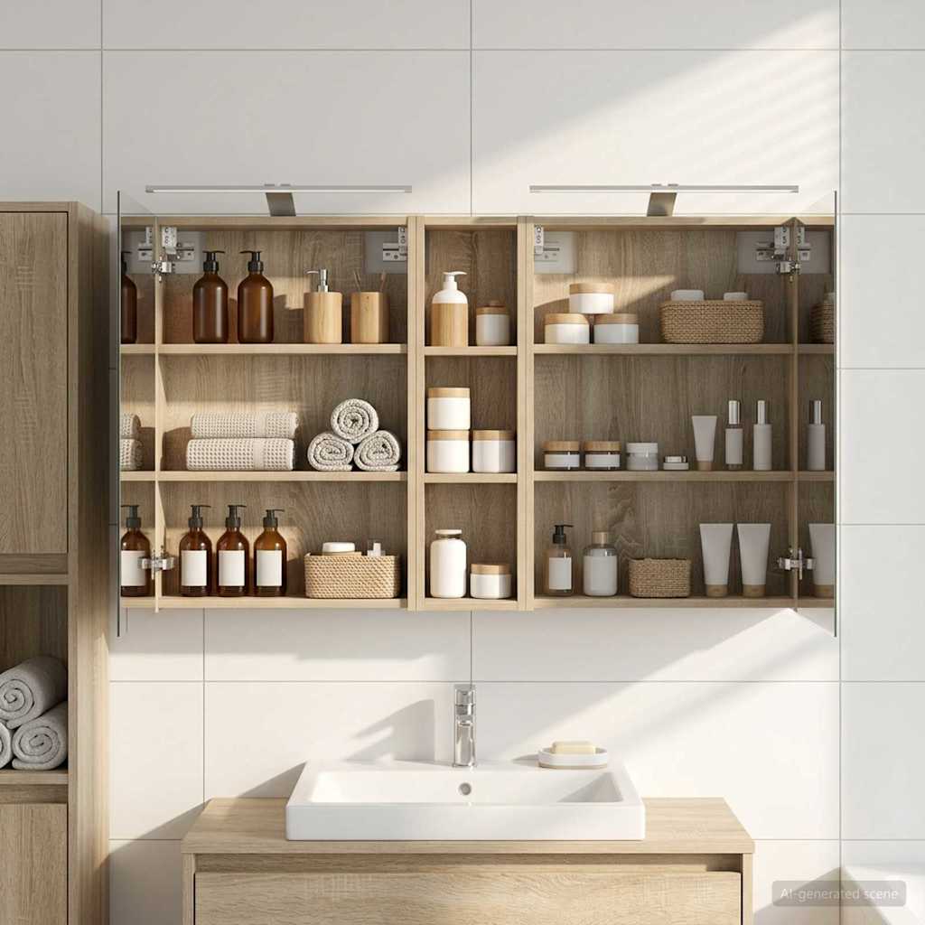 Kylpyhuoneen kaappisetti 3 pcs 120 x 14,5 x 70 cm Tekninen puu