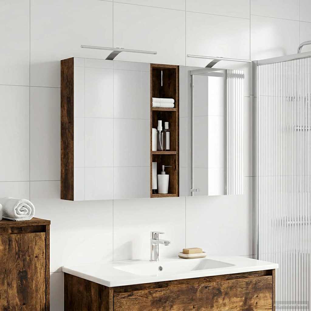 Kylpyhuoneen kaappisetti 3 pcs 120 x 14,5 x 70 cm Tekninen puu