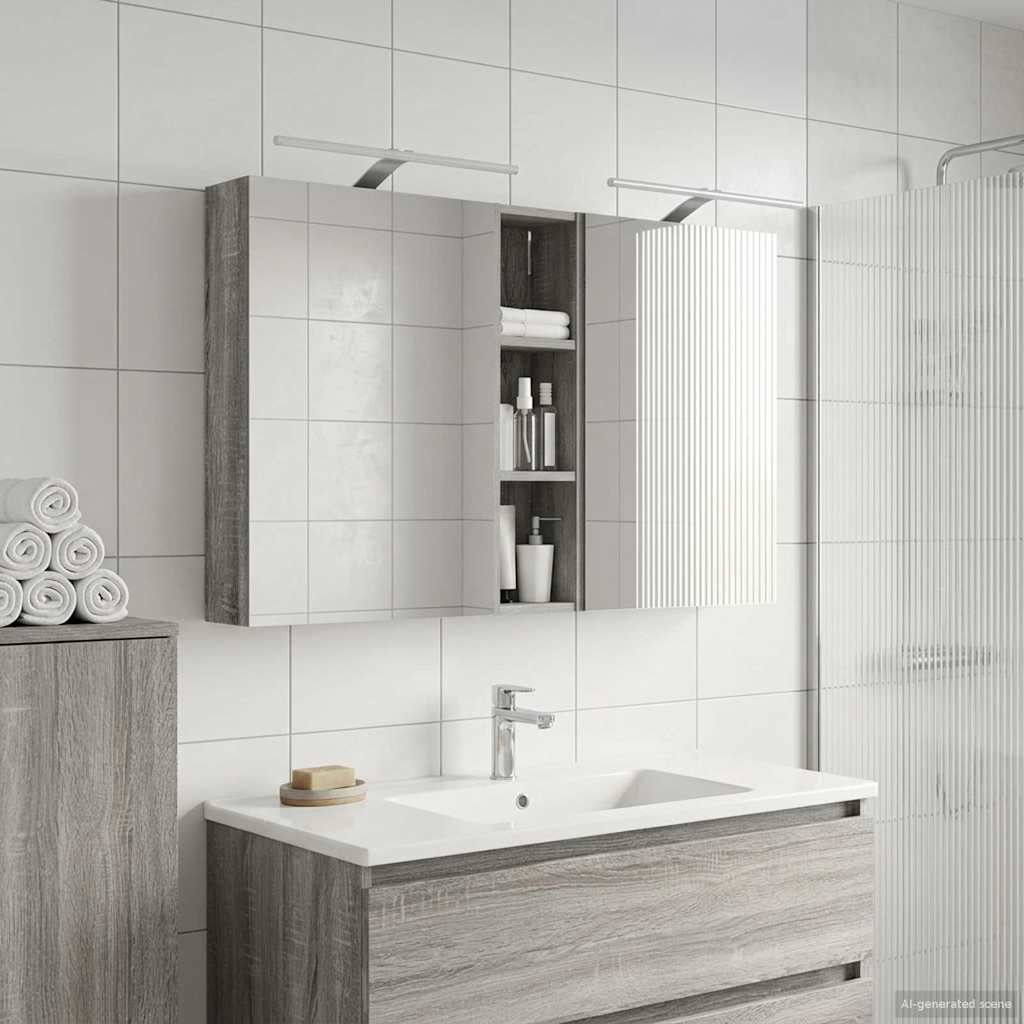 Kylpyhuoneen kaappisetti 3 pcs 120 x 14,5 x 70 cm Tekninen puu