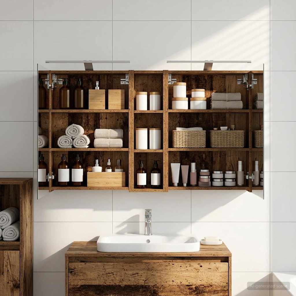 Kylpyhuoneen kaappisetti 3 pcs 120 x 14,5 x 70 cm Tekninen puu