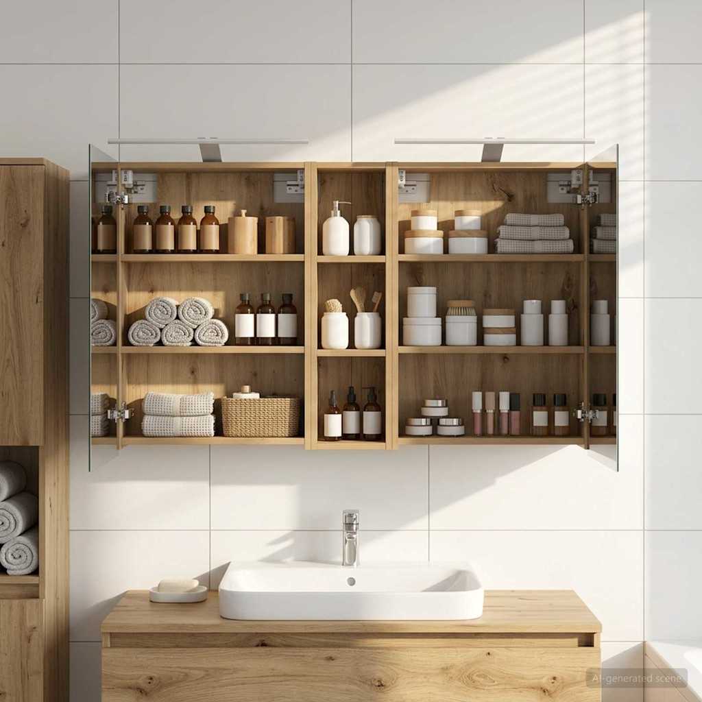 Kylpyhuoneen kaappisetti 3 pcs 120 x 14,5 x 70 cm Tekninen puu