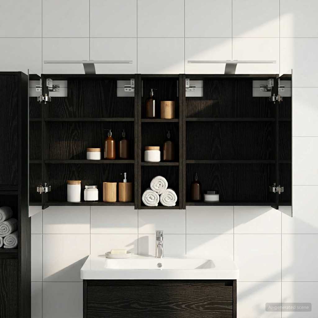 Kylpyhuoneen kaappisetti 3 pcs 106 x 16 x 62,5 cm Tekninen puu