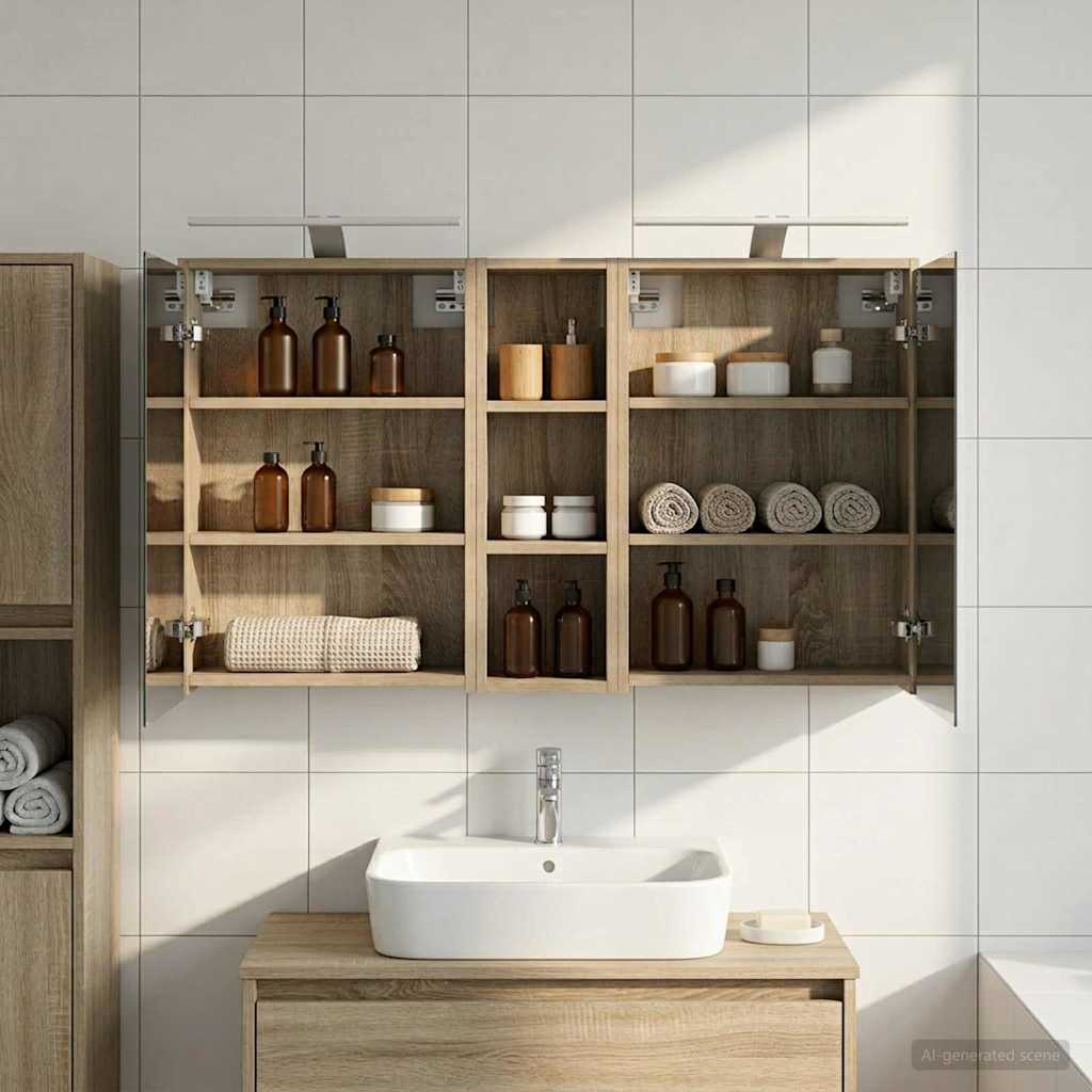 Kylpyhuoneen kaappisetti 3 pcs 106 x 16 x 62,5 cm Tekninen puu