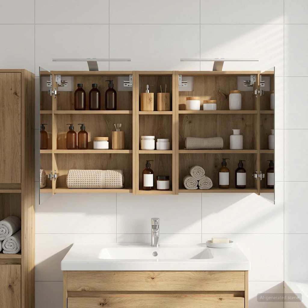 Kylpyhuoneen kaappisetti 3 pcs 106 x 16 x 62,5 cm Tekninen puu