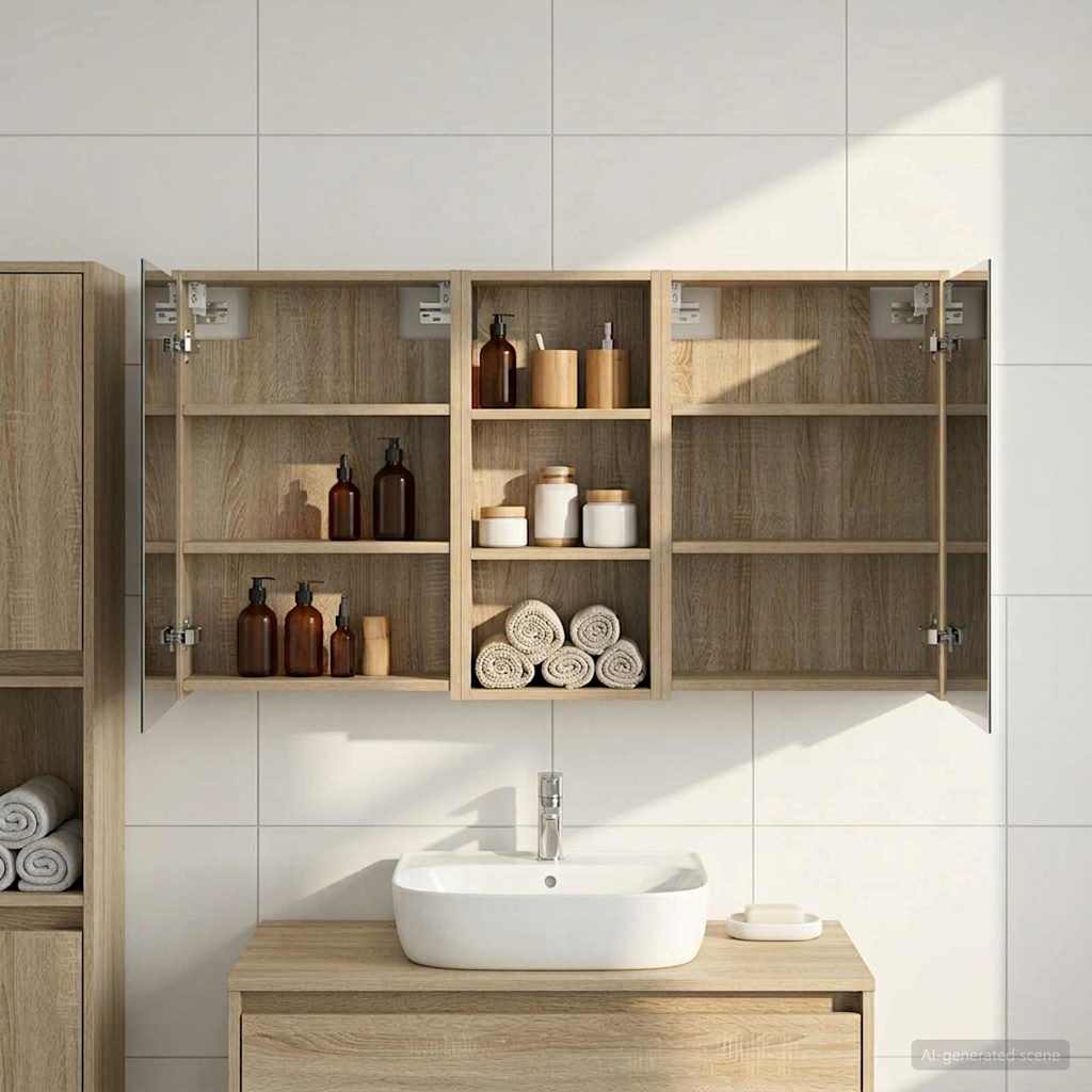 Kylpyhuoneen kaappisetti 3 pcs 116 x 16 x 62,5 cm Tekninen puu