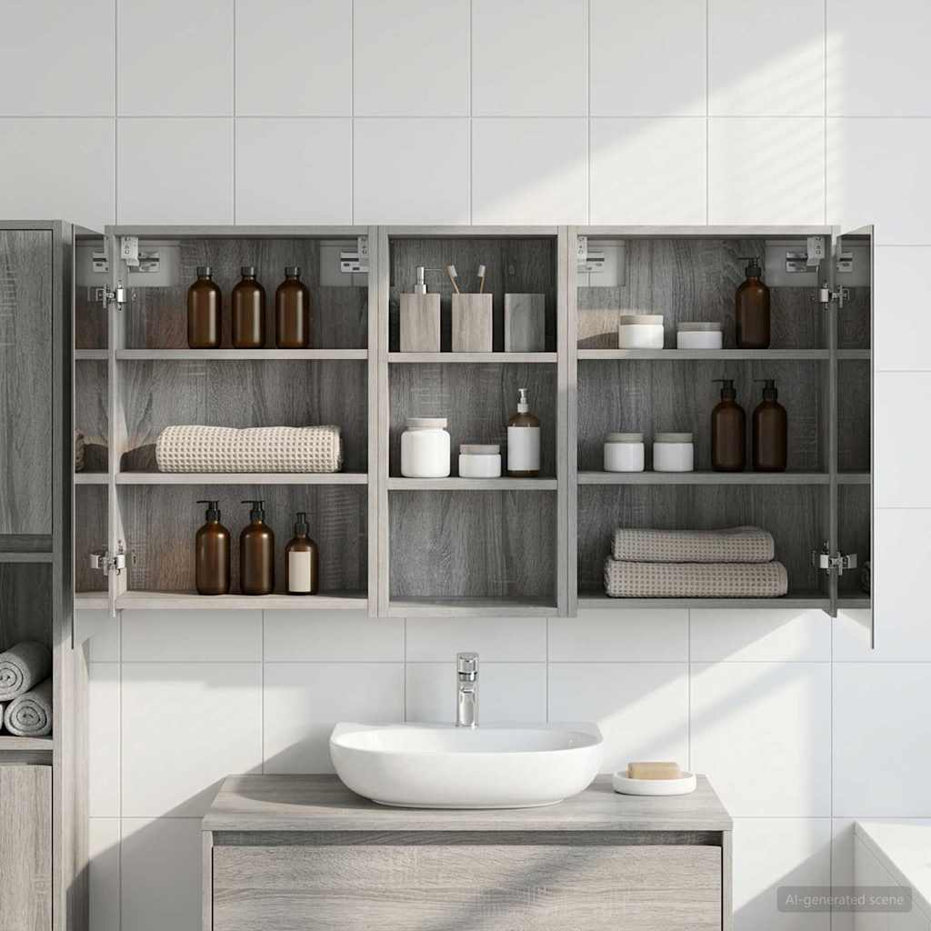 Kylpyhuoneen kaappisetti 3 pcs 116 x 16 x 62,5 cm Tekninen puu