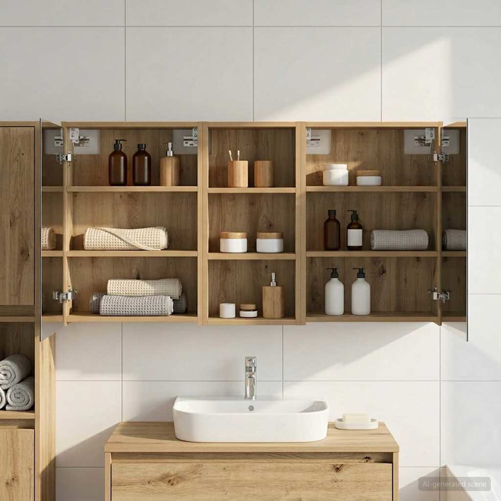 Kylpyhuoneen kaappisetti 3 pcs 116 x 16 x 62,5 cm Tekninen puu