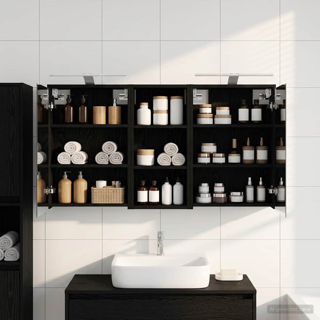 Kylpyhuoneen kaappisetti 3 pcs 116 x 16 x 62,5 cm Tekninen puu