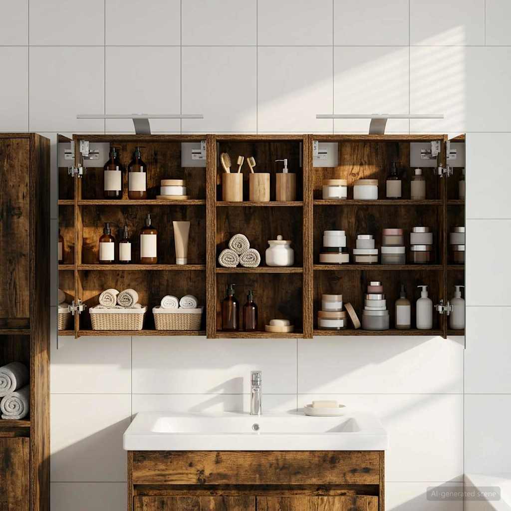 Kylpyhuoneen kaappisetti 3 pcs 116 x 16 x 62,5 cm Tekninen puu