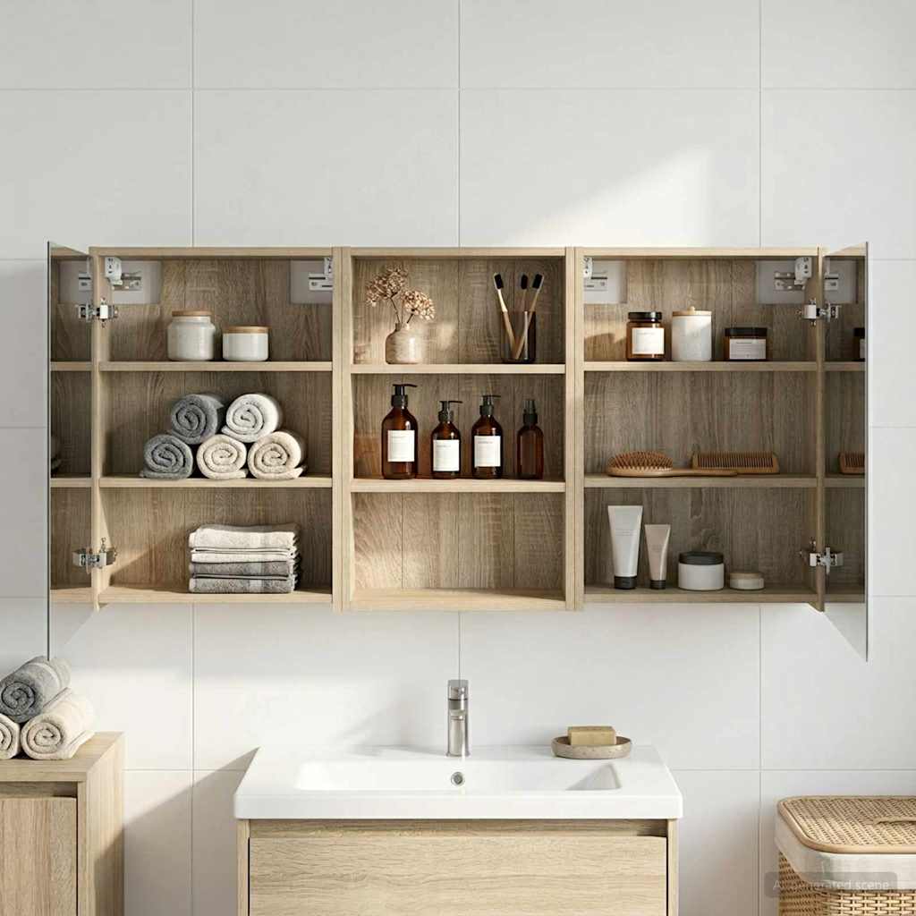 Kylpyhuoneen kaappisetti 3 pcs 126 x 16 x 62.5 cm Tekninen puu