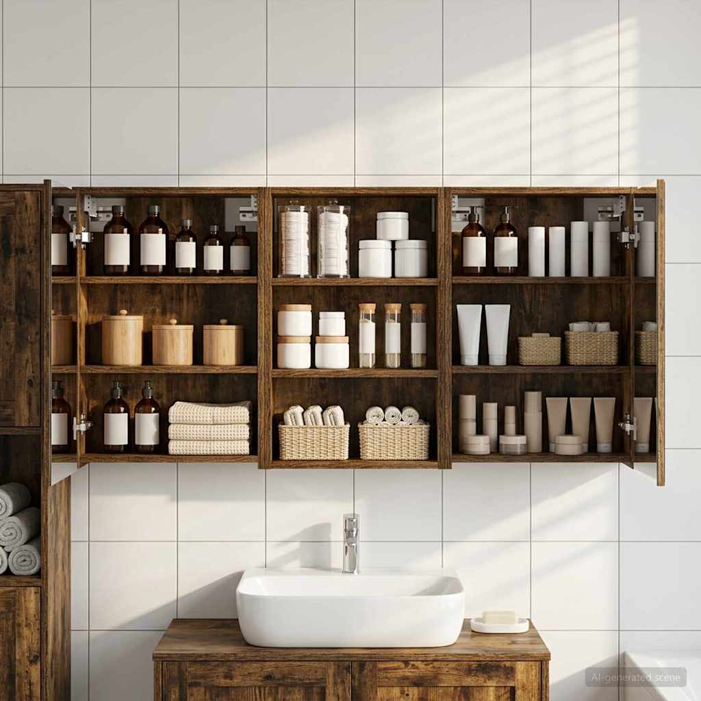 Kylpyhuoneen kaappisetti 3 pcs 126 x 16 x 62.5 cm Tekninen puu