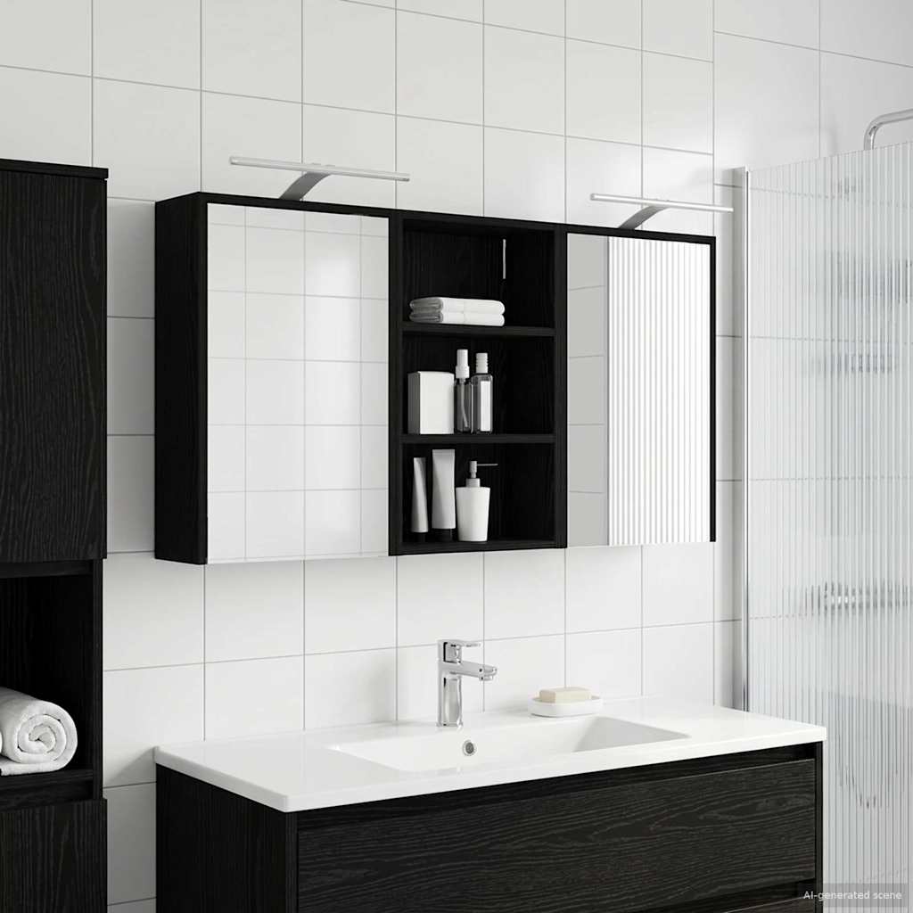 Kylpyhuoneen kaappisetti 3 pcs 126 x 16 x 62.5 cm Tekninen puu