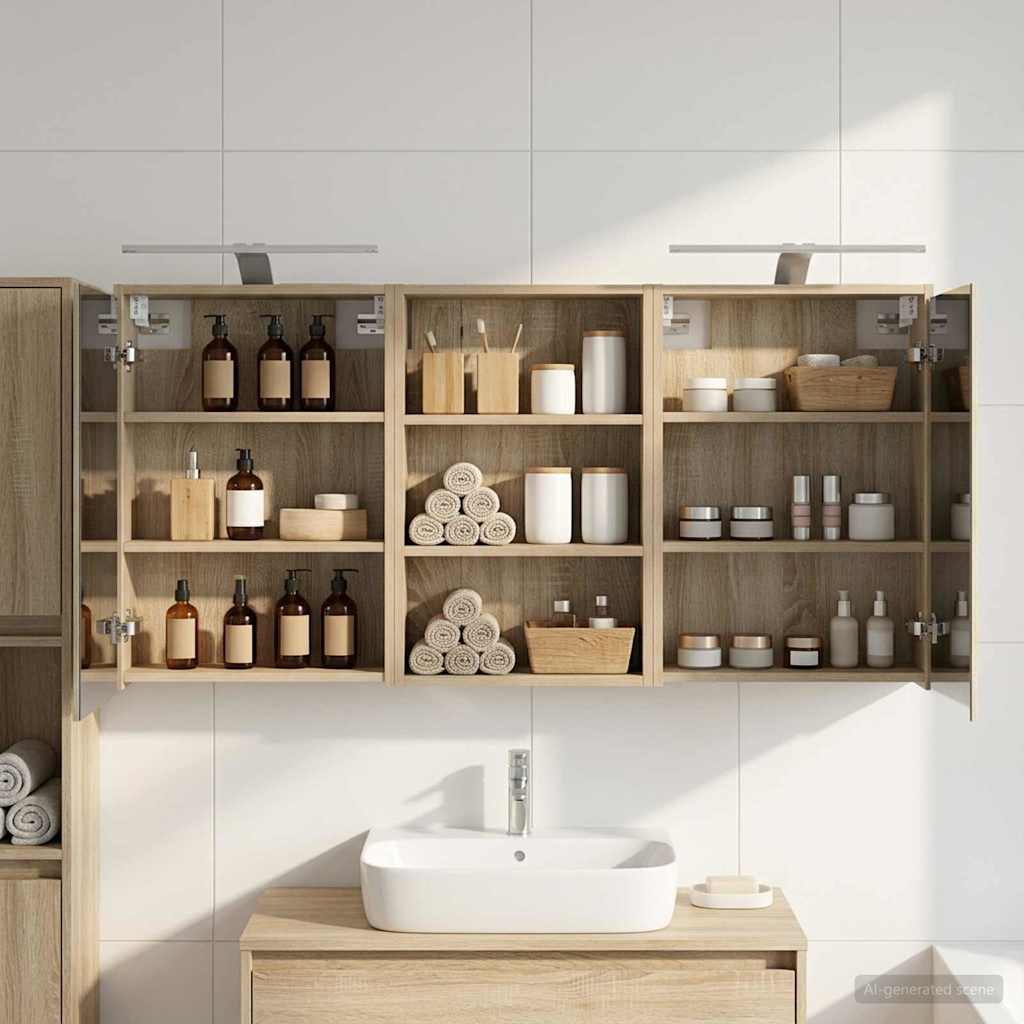 Kylpyhuoneen kaappisetti 3 pcs 126 x 16 x 62.5 cm Tekninen puu