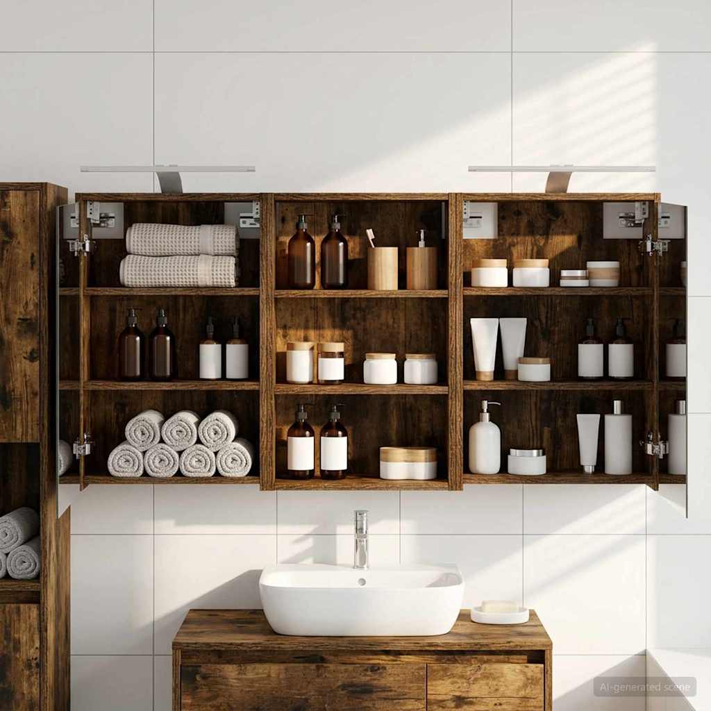 Kylpyhuoneen kaappisetti 3 pcs 126 x 16 x 62.5 cm Tekninen puu