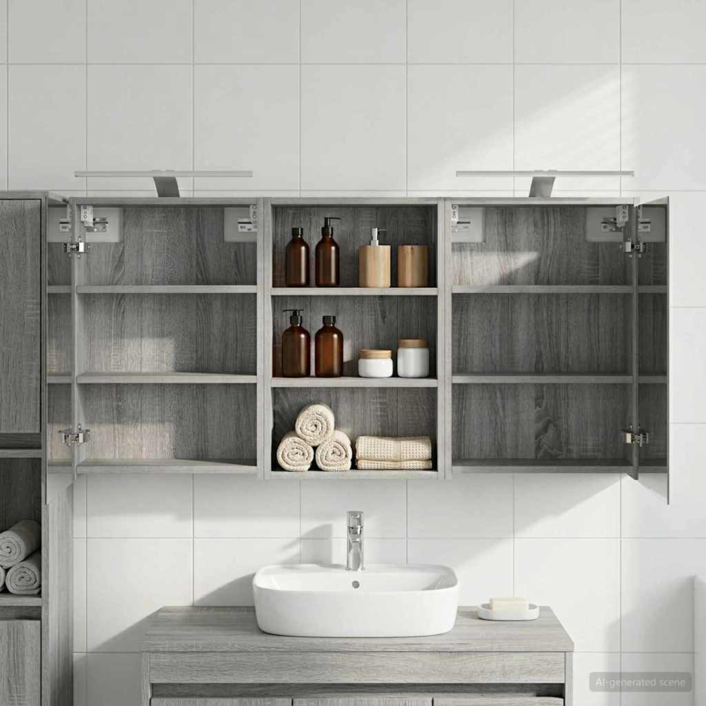 Kylpyhuoneen kaappisetti 3 pcs 126 x 16 x 62.5 cm Tekninen puu