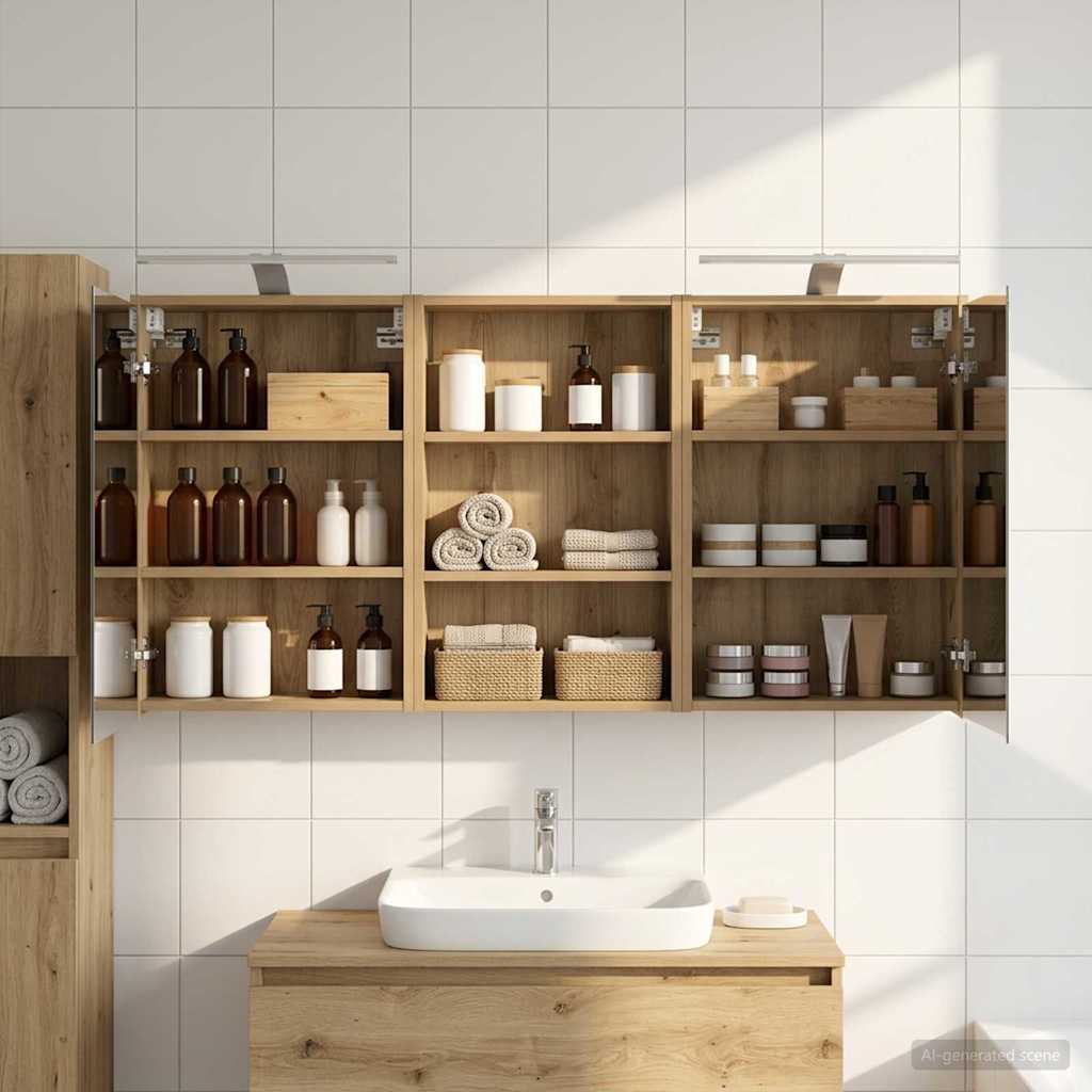 Kylpyhuoneen kaappisetti 3 pcs 126 x 16 x 62.5 cm Tekninen puu