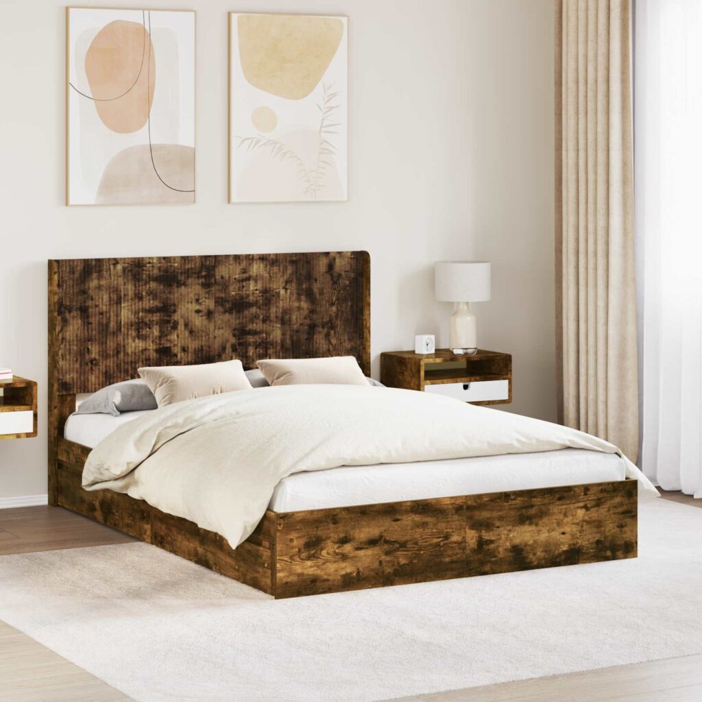 Sängynrunko säilytyksellä ja päänäytöllä Savutammi 160 x 200 cm