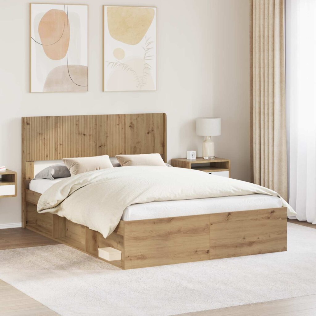 Sängynrunko säilytyksellä ja päänäytöllä Artisaanitammi