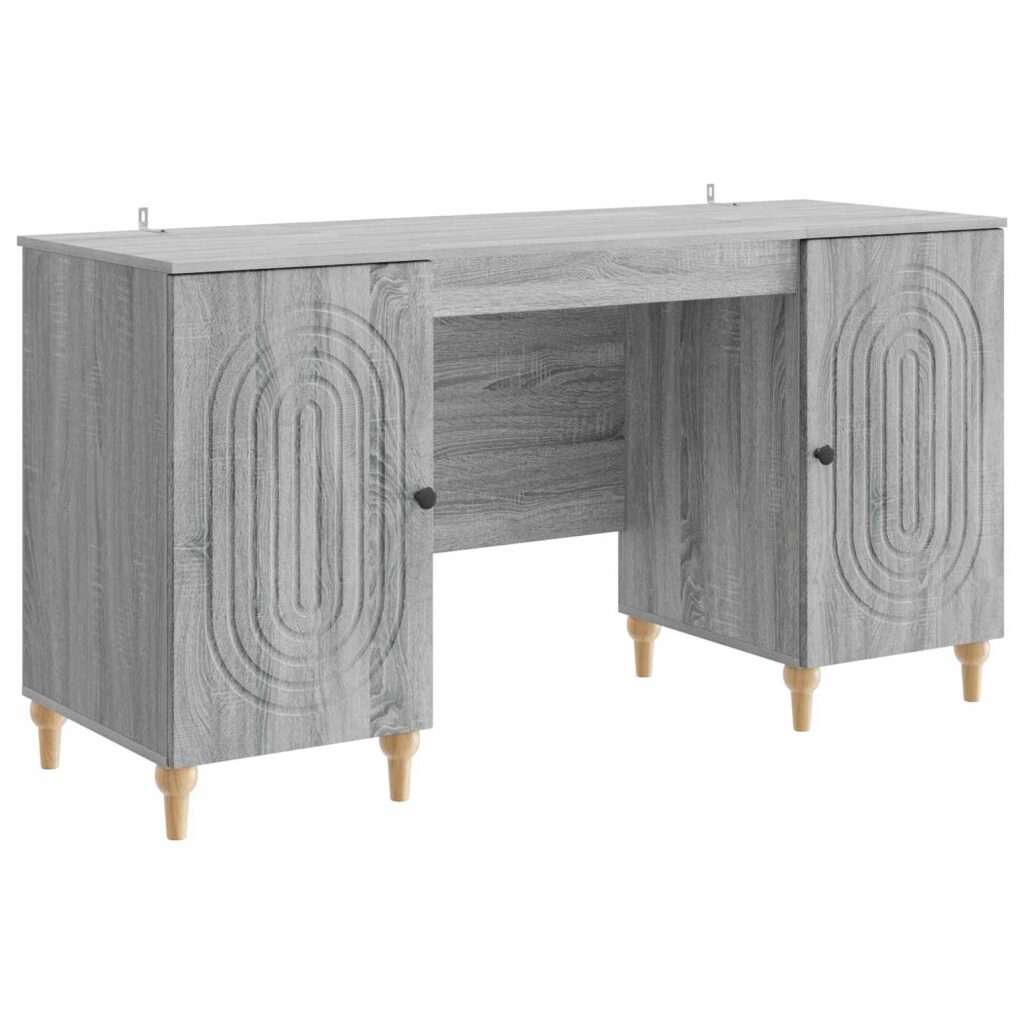 Pöytä hyllyllä Harmaa sonoma 142,5 x 50 x 75 cm Tekninen puu