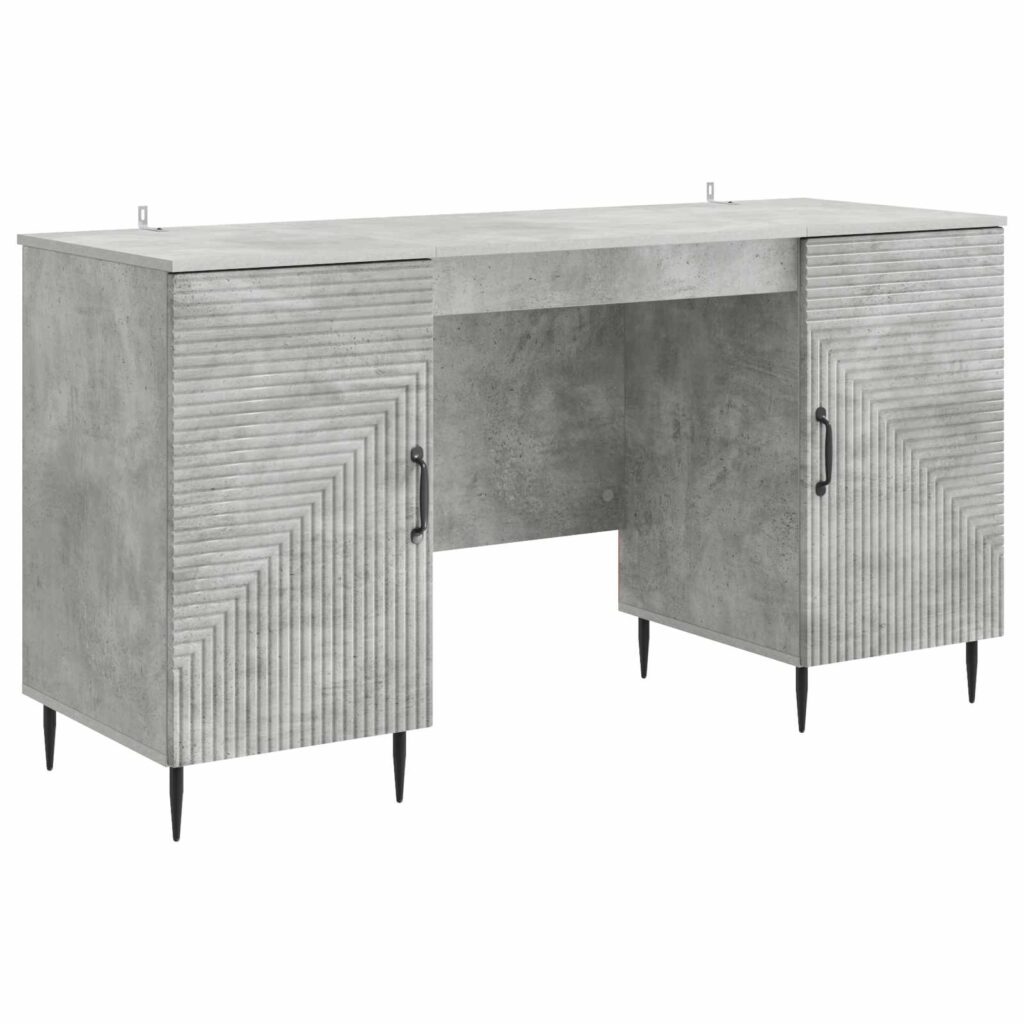 Pöytä hyllyllä Betoninharmaa 142,5 x 50 x 75 cm Tekninen puu