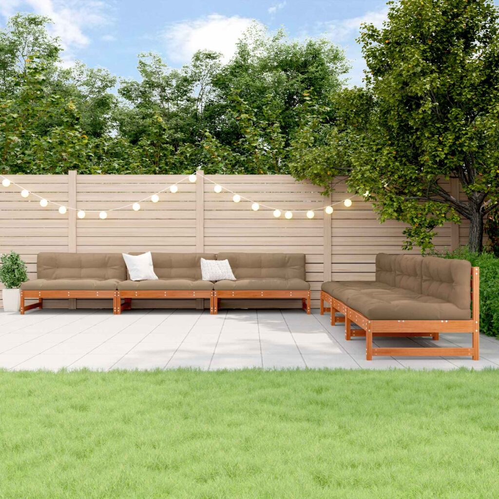 Pihan oleskeluryhmä 6 pcs Vahansävyinen Ruskea Massiivimänty