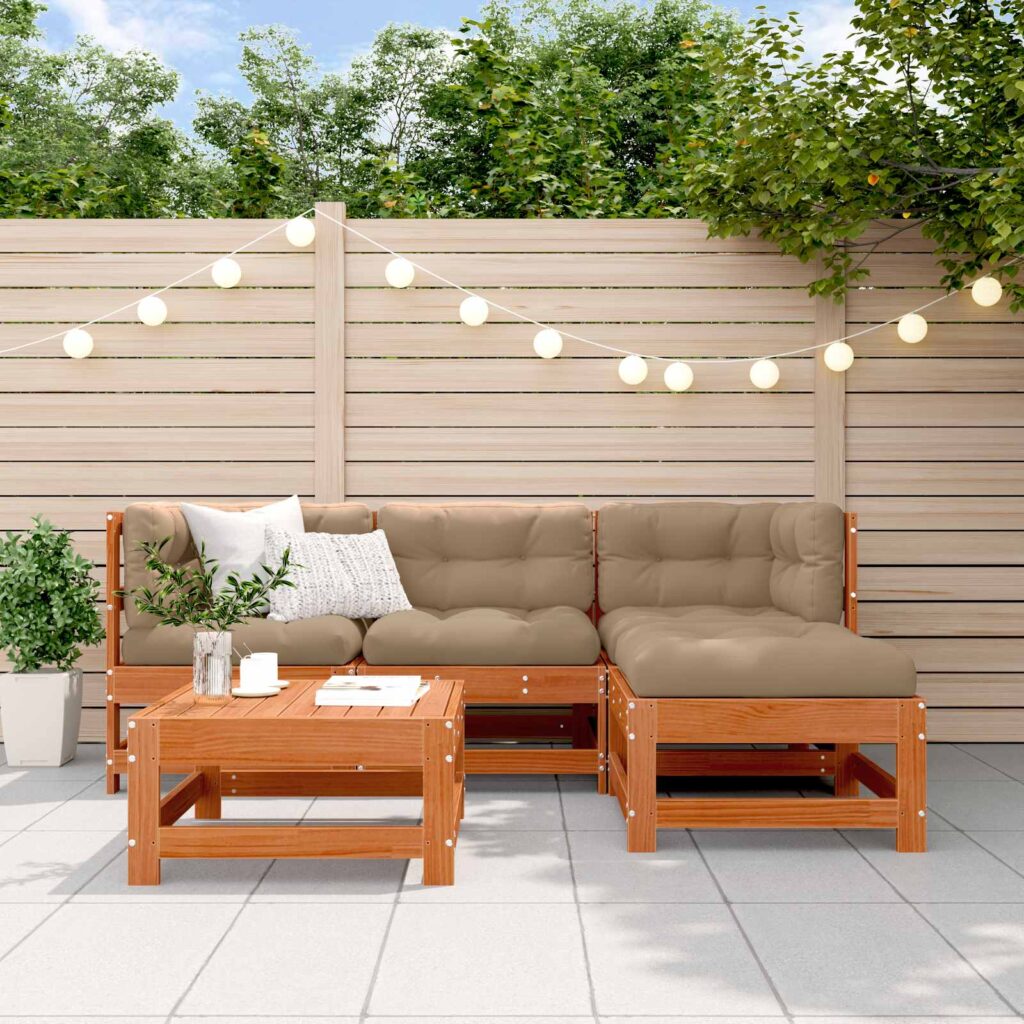 Pihan oleskeluryhmä 5 pcs Vahansävyinen Ruskea Massiivimänty