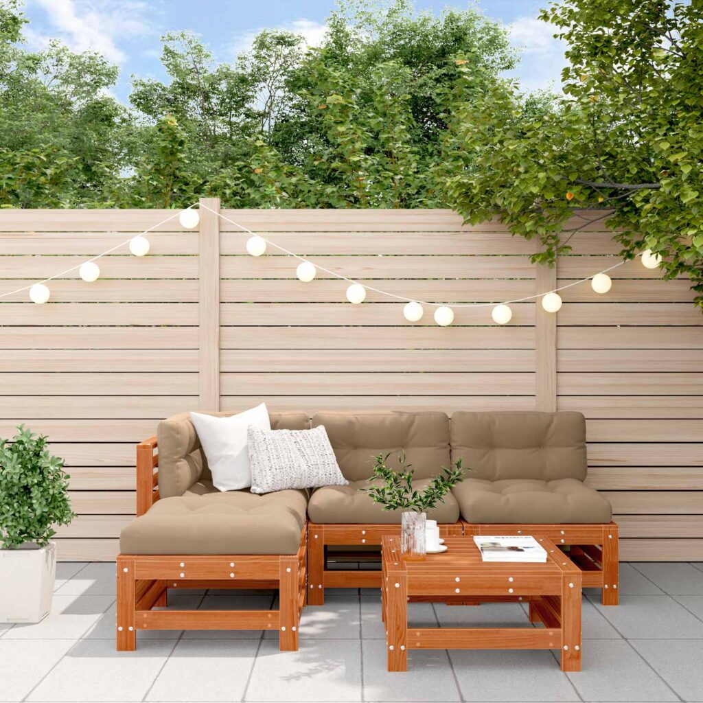 Pihan oleskeluryhmä 5 pcs Vahansävyinen Ruskea Massiivimänty