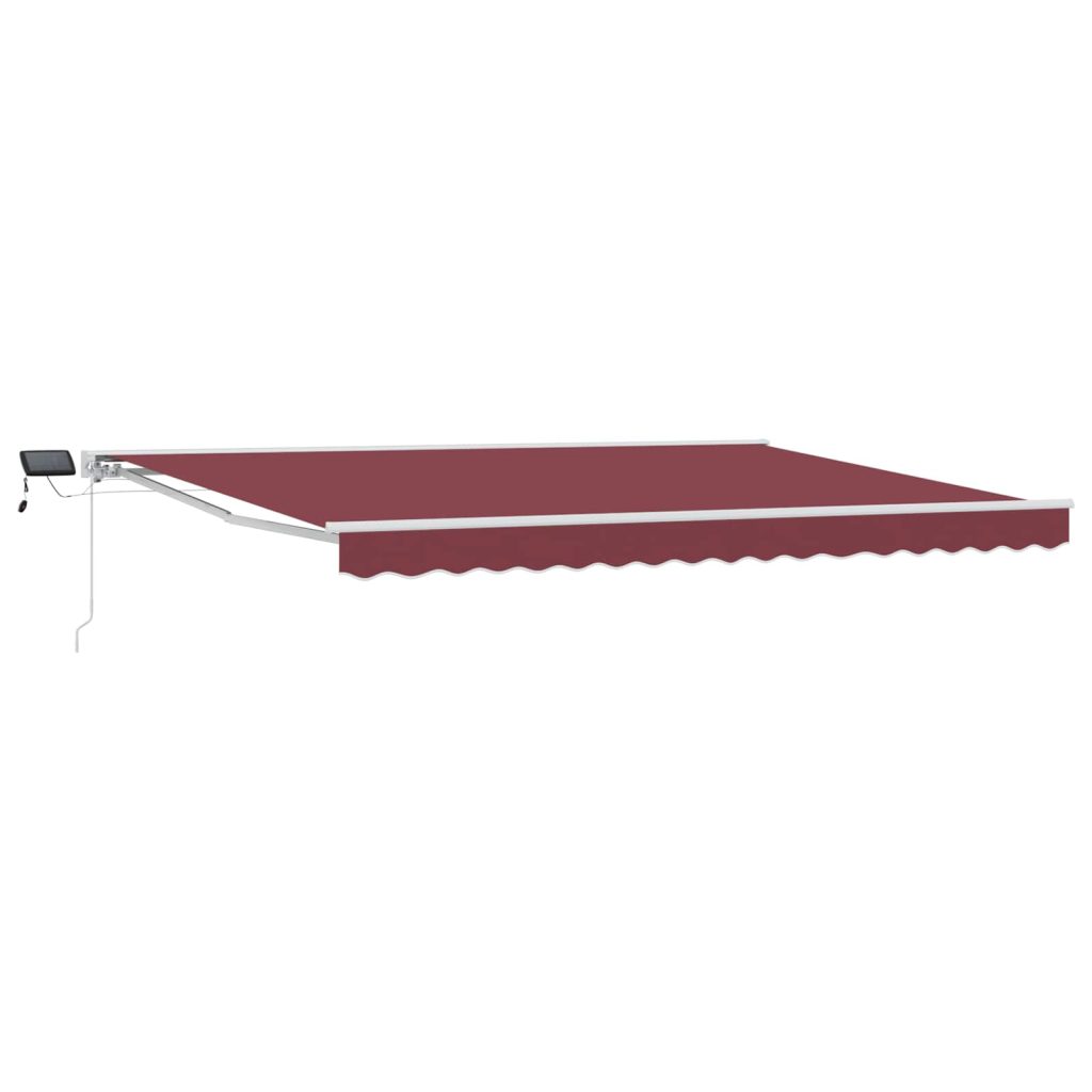 Manuaalinen markiisin runko LED-valoilla Burgundi 4,5 × 3,5 m