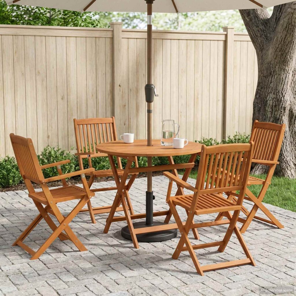 Ulkokalusteet Setti 5 pcs Luonnollinen Tiheä Eukalyptuspuu