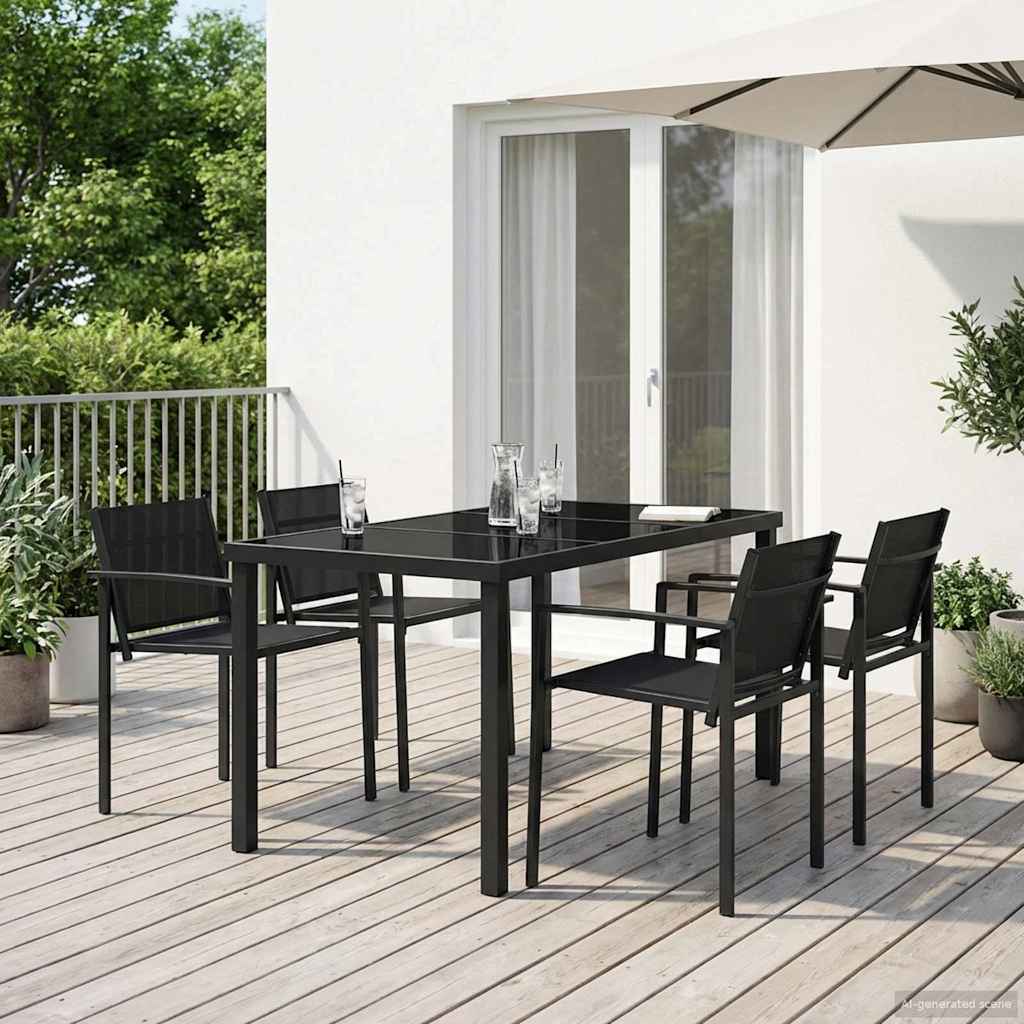 Ulkokalusteet Setti 5 pcs Musta ja antrasiitti 140 x 70 x 73 cm
