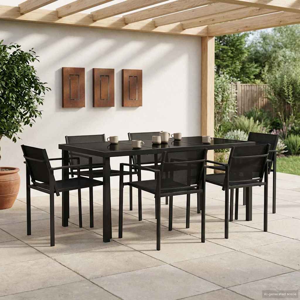 Ulkokalusteet Setti 7 pcs Musta ja antrasiitti 160 x 80 x 73 cm