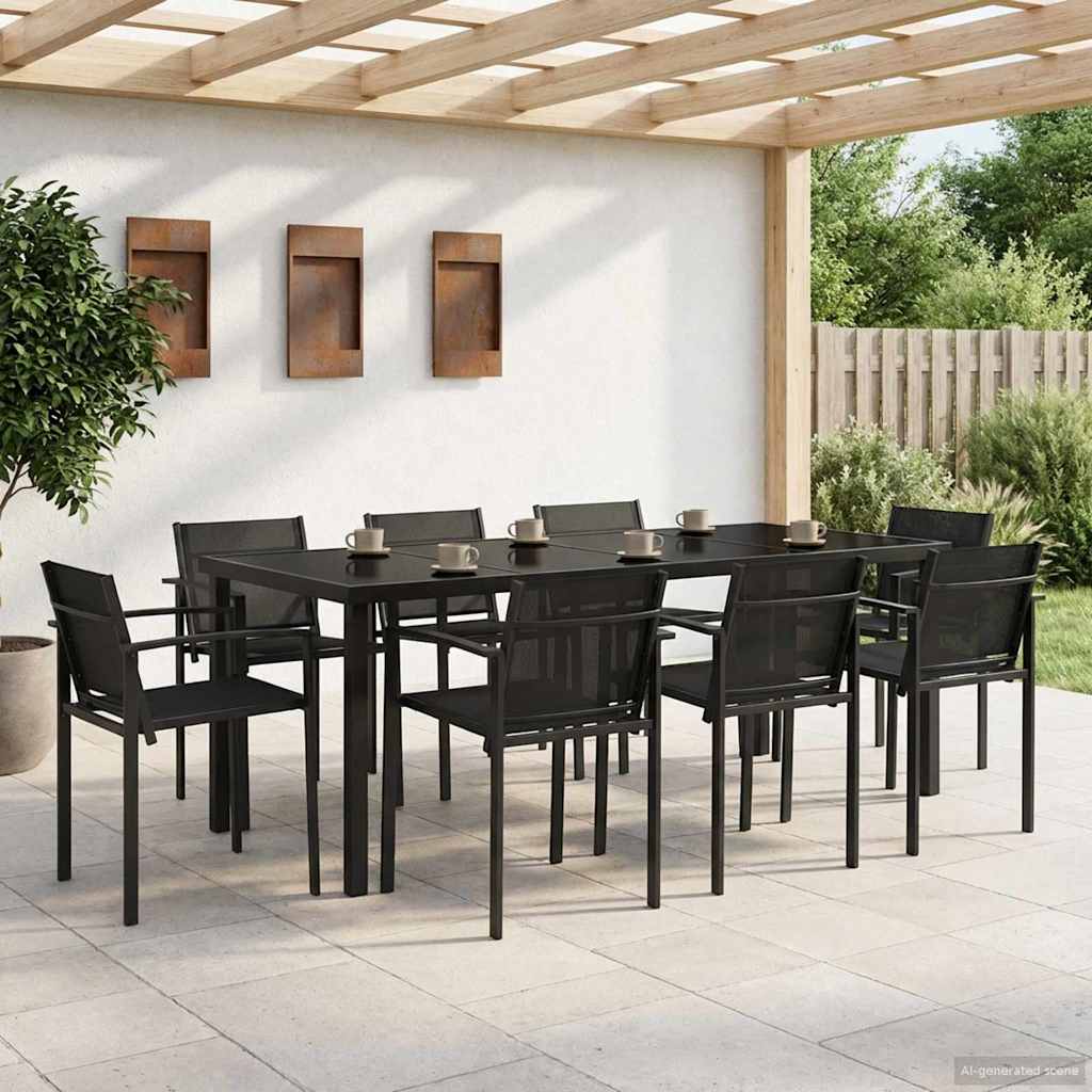 Ulkokalusteet Setti 7 pcs Musta ja antrasiitti Textilene