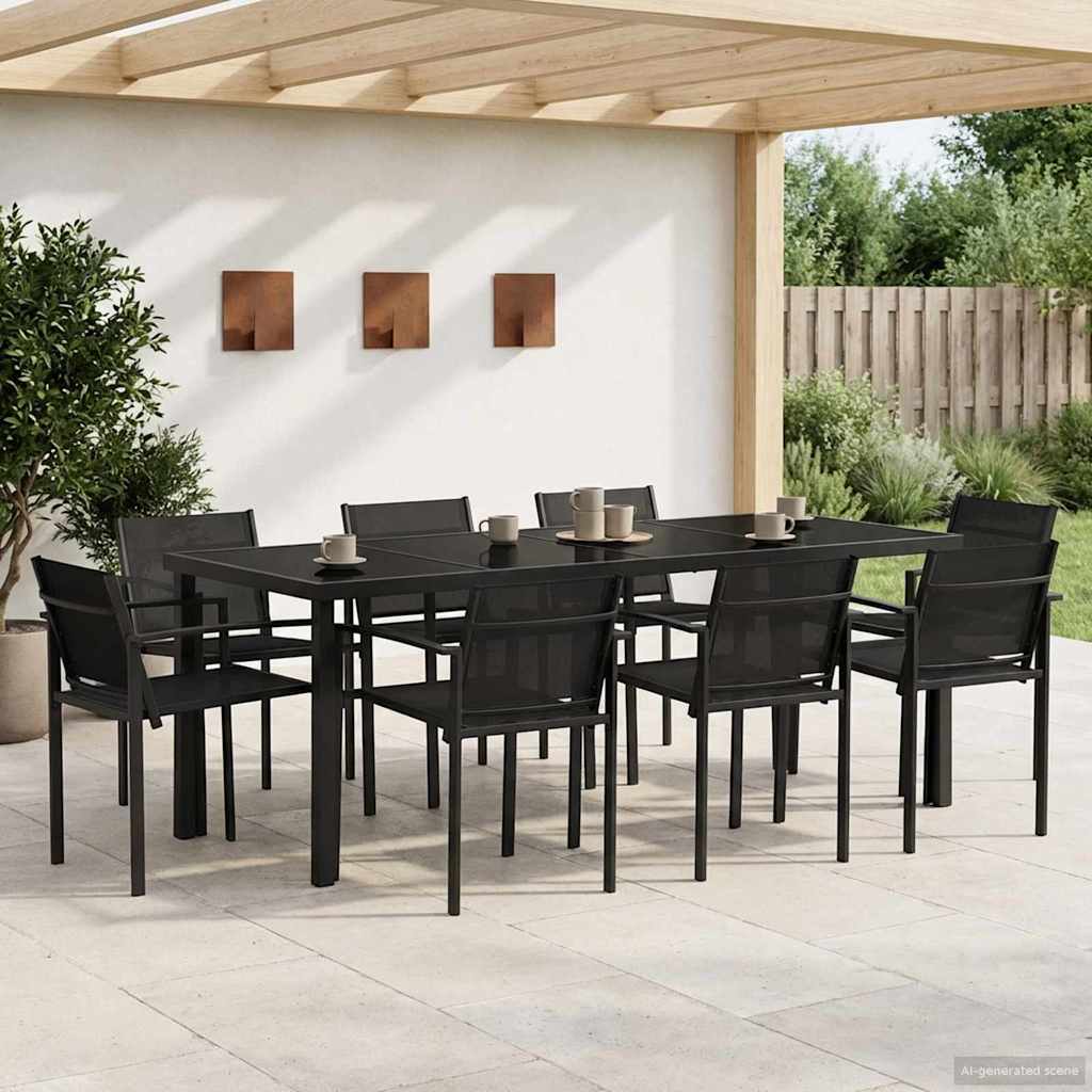 Ulkokalusteet Setti 9 pcs Musta ja antrasiitti Textilene