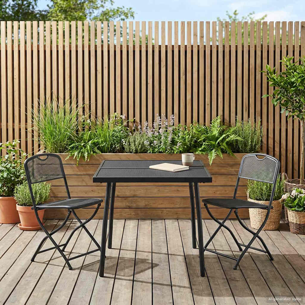 Ulkokalusteet Setti 3 pcs Antrasiitti Rautaa ja terästä