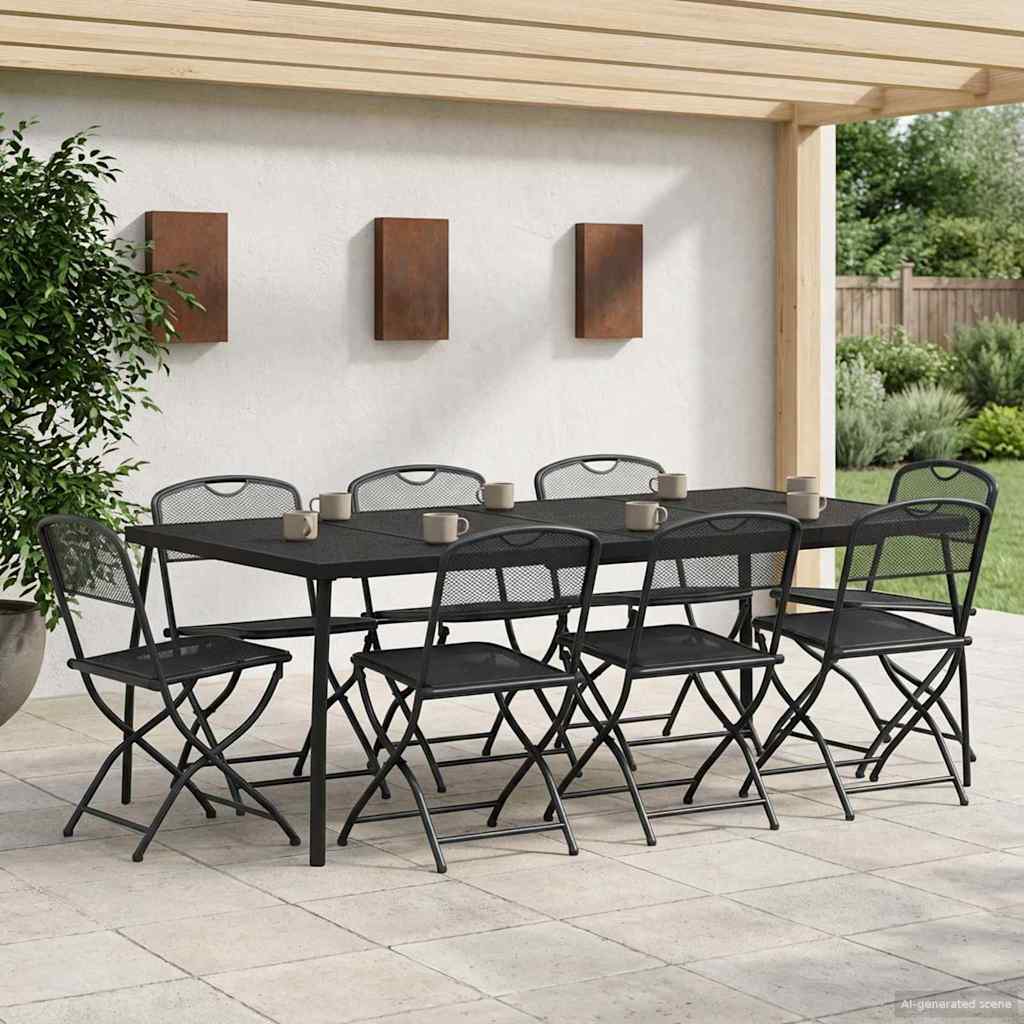 Ulkokalusteet Setti 9 pcs Antrasiitti Rautaa ja terästä