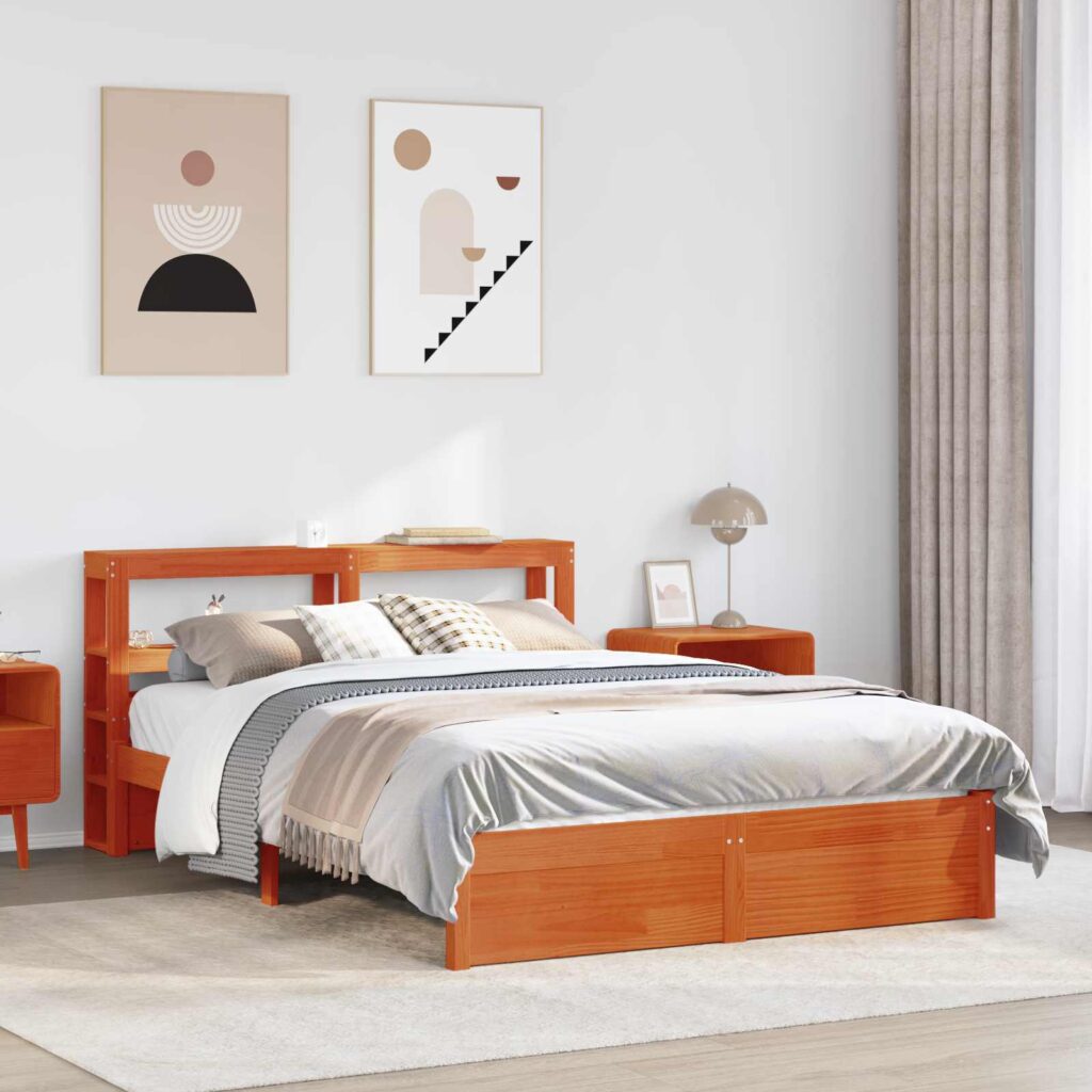 Sängyn runko päätyllä Vaha ruskea Massiivinen mänty