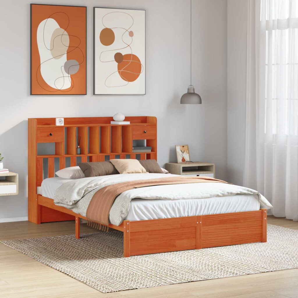 Kirjahylly Sängyn Runko päätyllä Massiivinen mänty