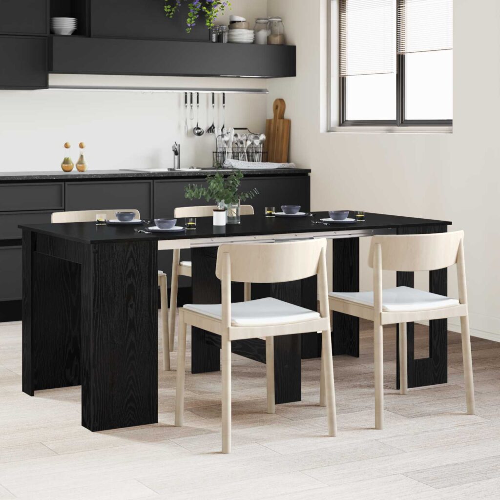 Ruokailupöytä 180 x 85 x 75 cm Tekninen puu Musta tammi