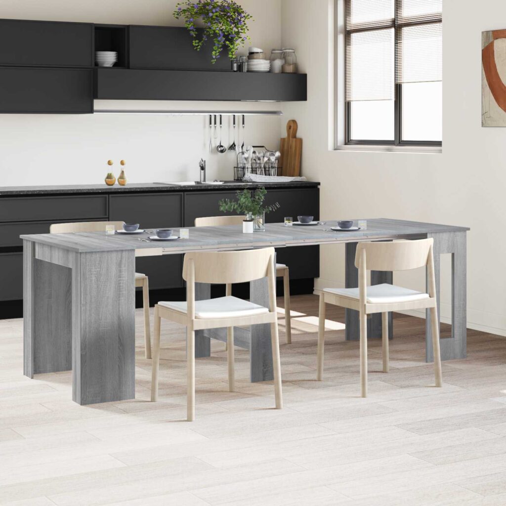 Ruokailupöytä 240 x 85 x 75 cm Tekninen puu Harmaa Sonoma