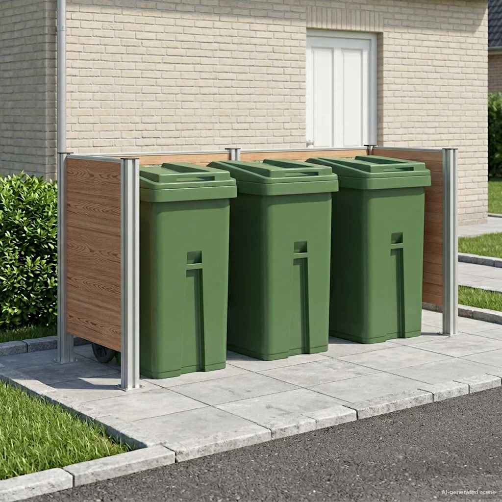 Roska-aitaus Ruskea 237 x 85 x 115 cm Alumiini ja WPC
