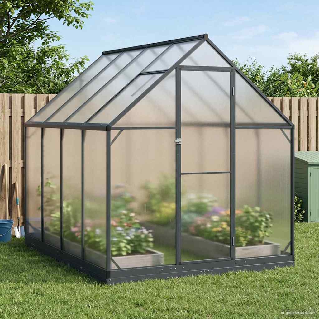 Puutarhan Viherhuone ovella Antrasiitti 183,5 x 243,5 x 207 cm