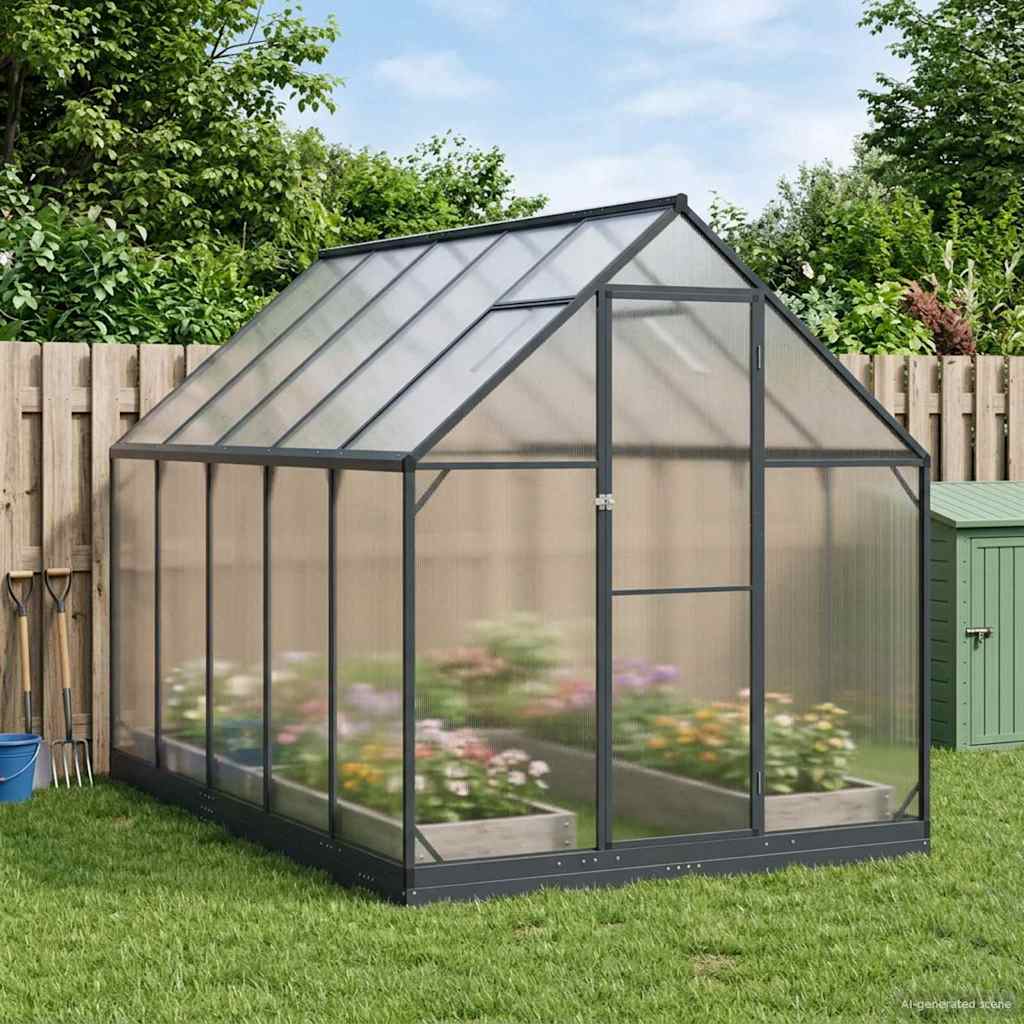 Puutarhan Viherhuone ovella Antrasiitti 183,5 x 303,5 x 207 cm