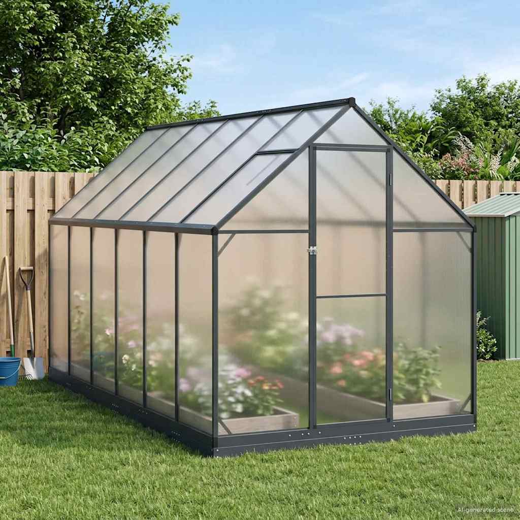Puutarhan Viherhuone ovella Antrasiitti 183,5 x 363,5 x 207 cm