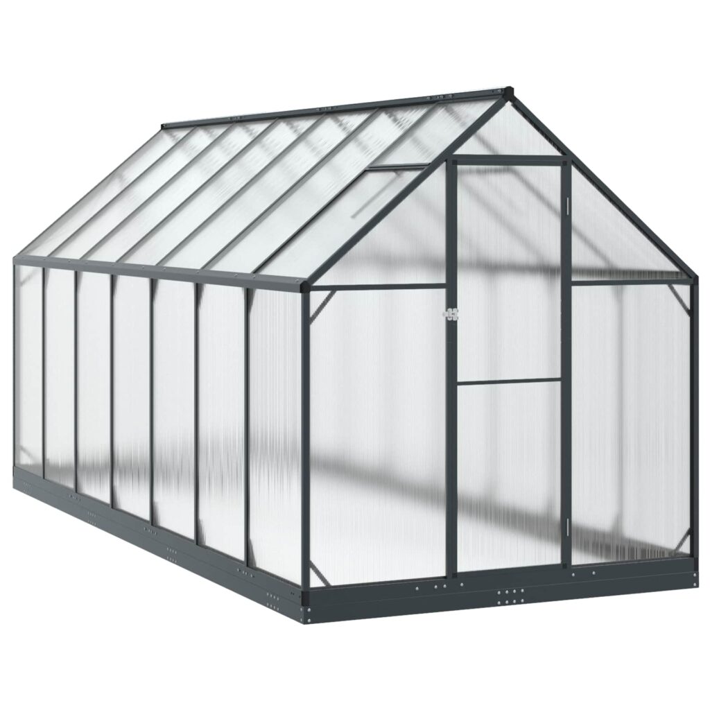 Puutarhan Viherhuone ovella Antrasiitti 183,5 x 423,5 x 207 cm