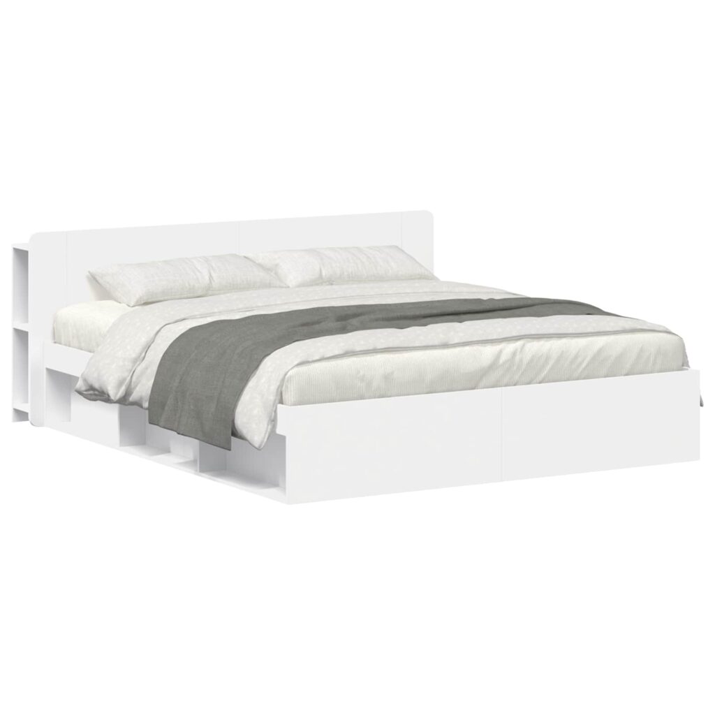 Sänkykehys varastolla päätyllä valkoinen 6FT Super King Size