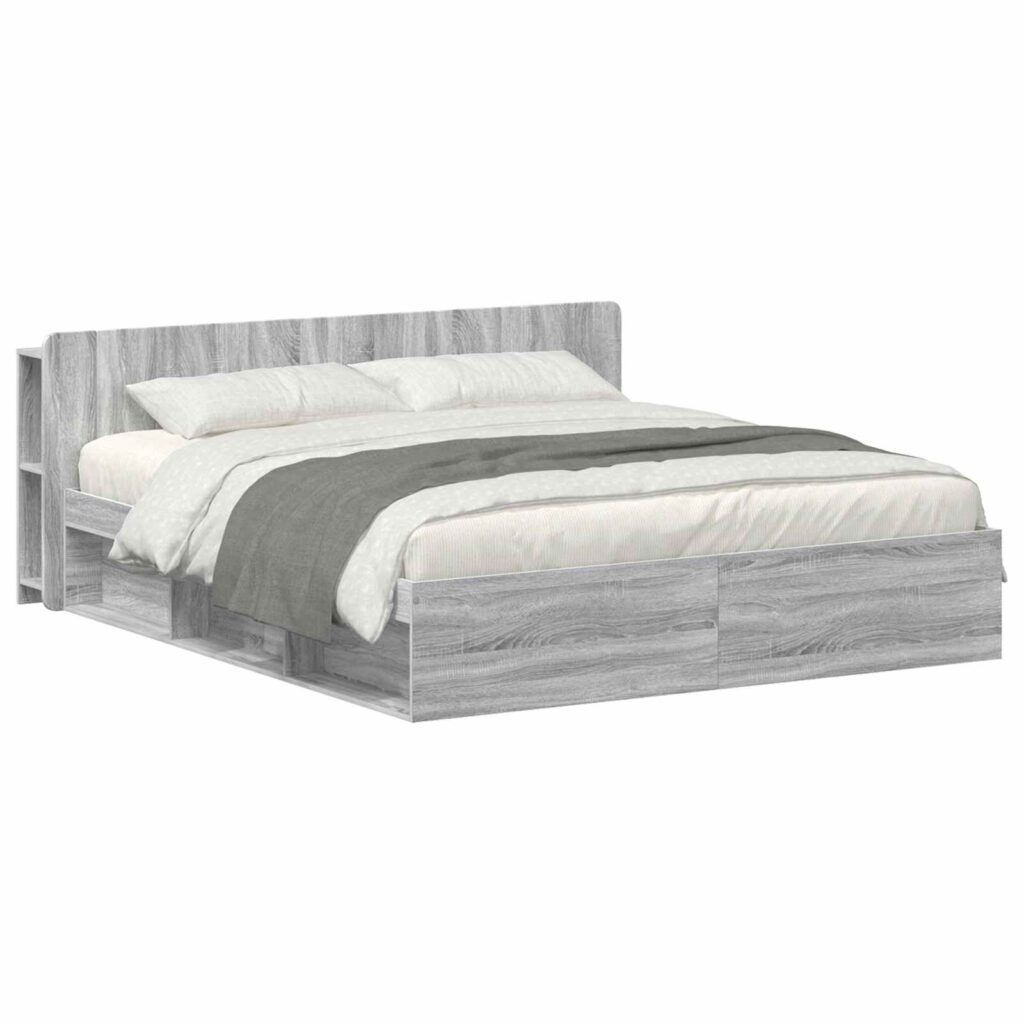 Sänkykehys varastolla Harmaa Sonoma 200 x 200 cm Tekninen puu