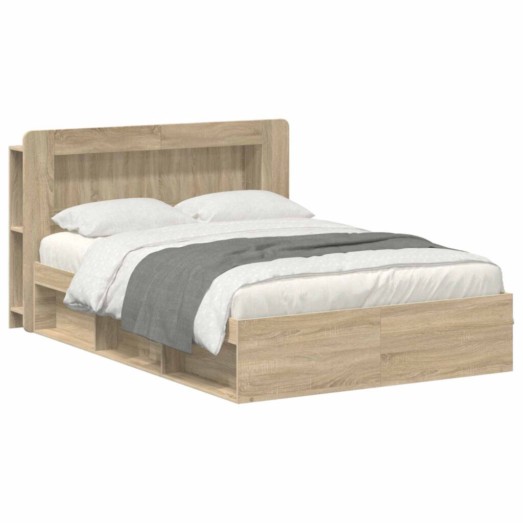 Sänkykehys varastolla Sonoma-tammi 140 x 200 cm Tekninen puu