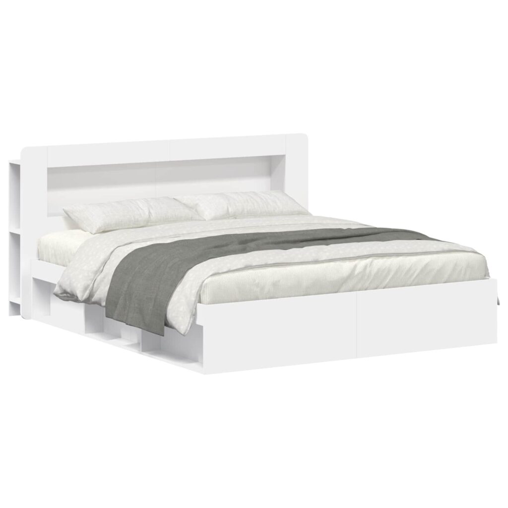 Sänkykehys varastolla päätyllä valkoinen 6FT Super King Size